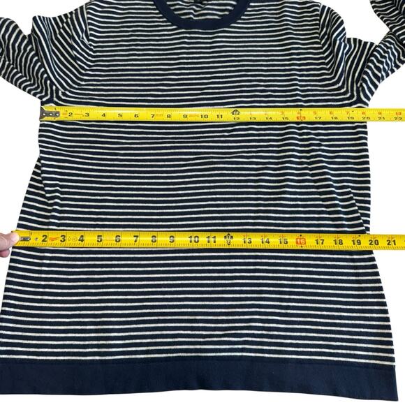 J Crew Pullover Cotton Sweater Men's M Striped Coastal Preppy Fishingcore L/S - Picture 7 of 9